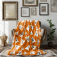 Sherpa Fleece Halloween Orange Ghost Blanket