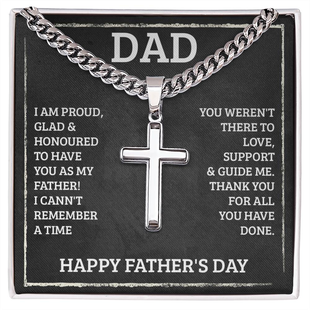 Personalized Steel Cross Necklace  for Father's Day