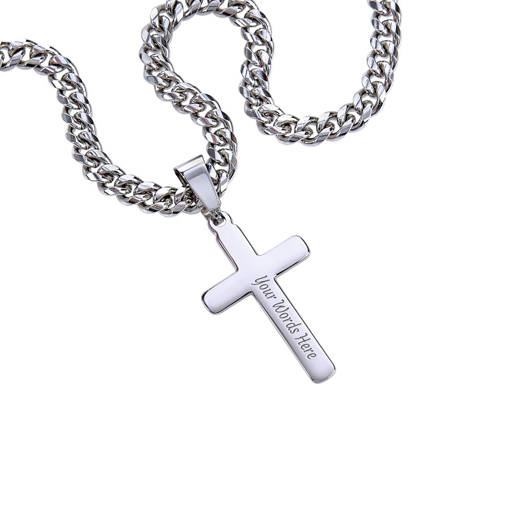 Personalized Steel Cross Necklace  for Father's Day