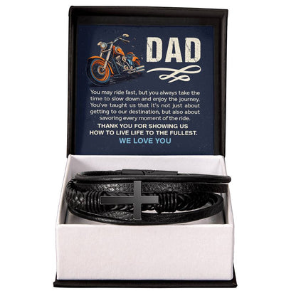 Men's Cross Bracelet for Biker Dad