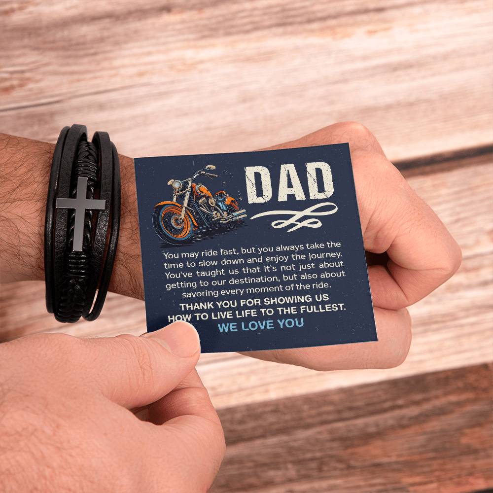 Men's Cross Bracelet for Biker Dad