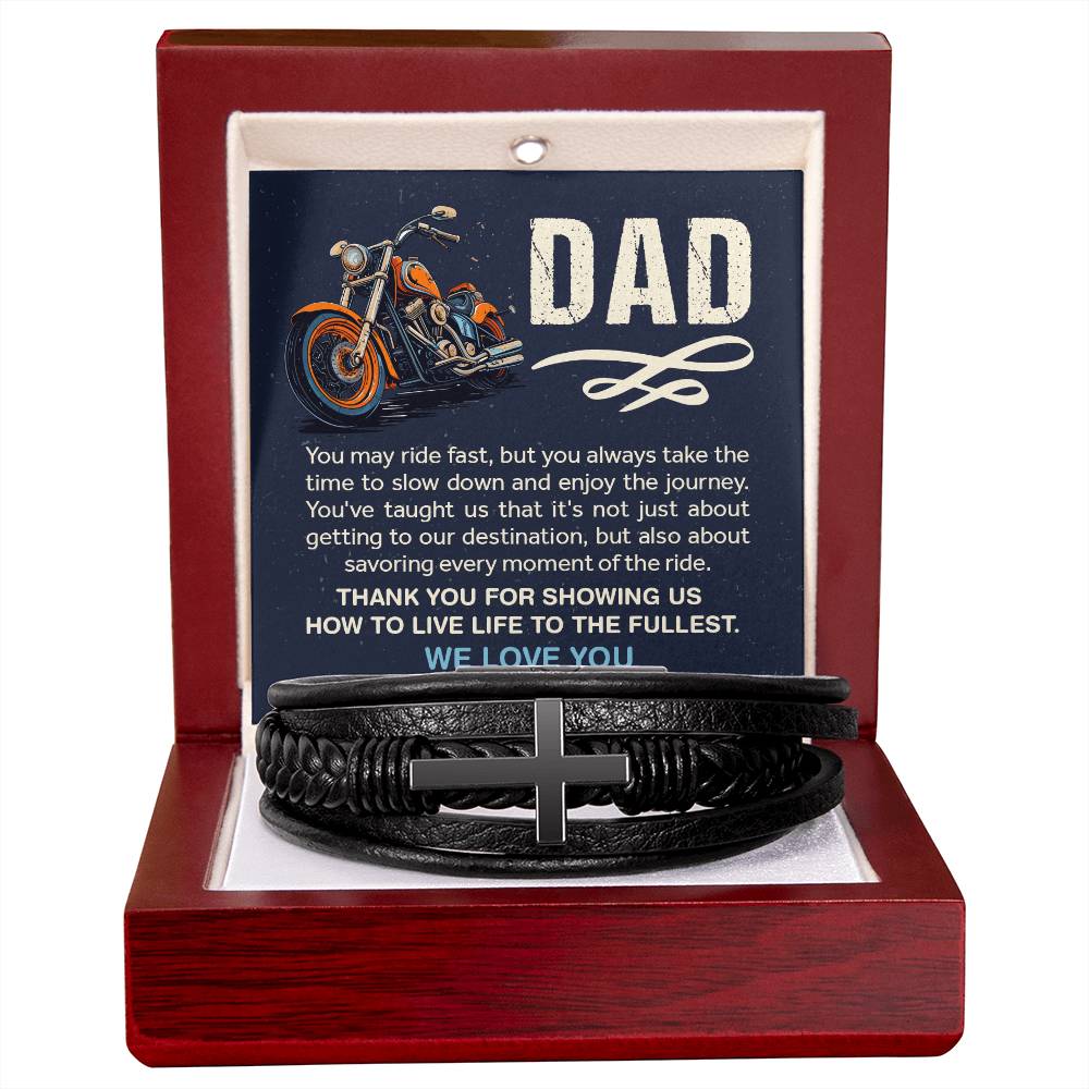 Men's Cross Bracelet for Biker Dad