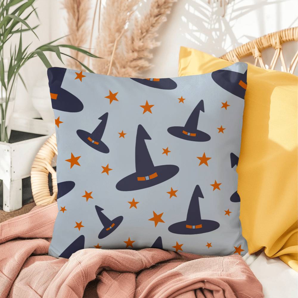 Halloween Hat Blue Pillow