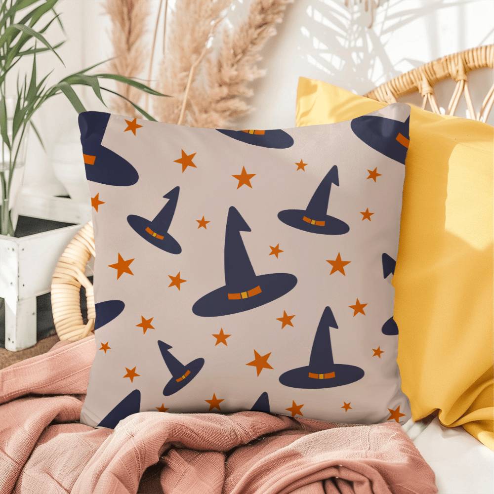 Halloween Hats Blue Pillow