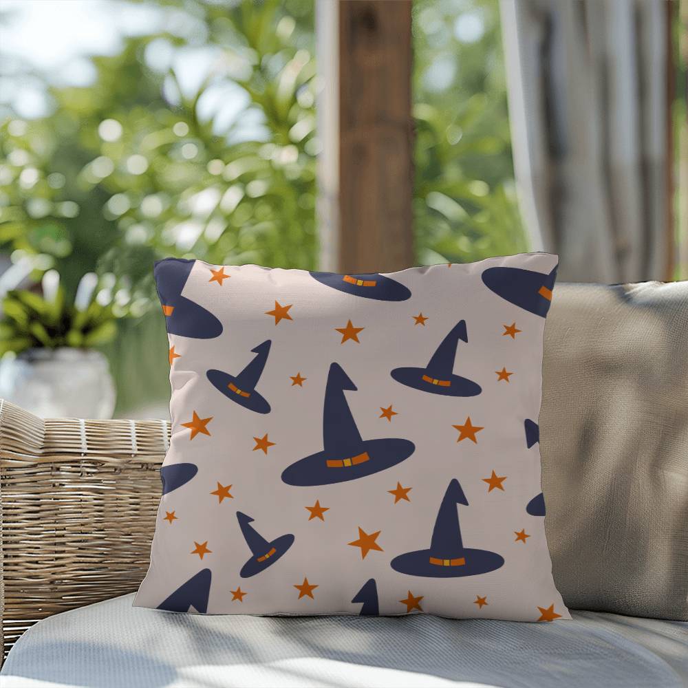 Halloween Hats Blue Pillow