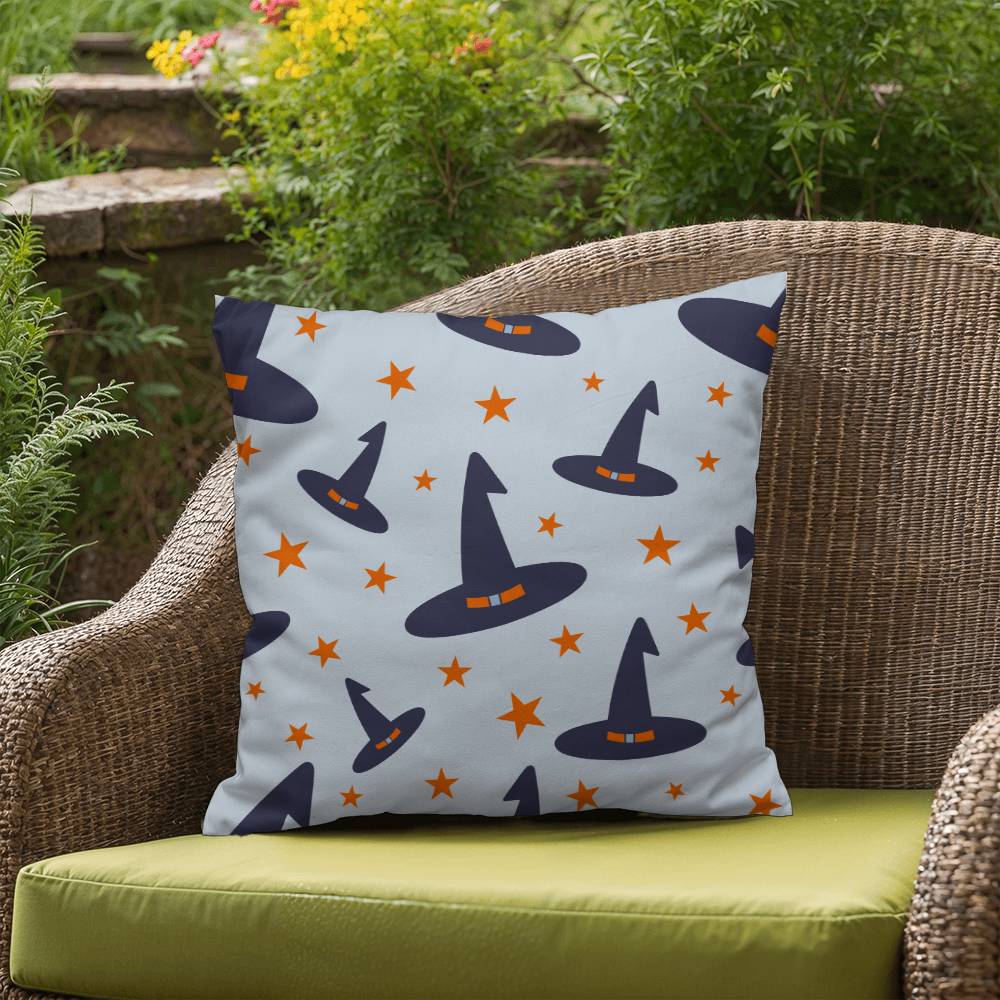 Halloween Hat Blue Pillow