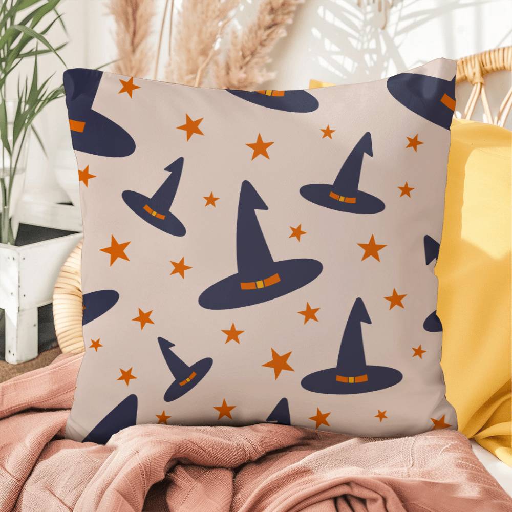 Halloween Hats Blue Pillow