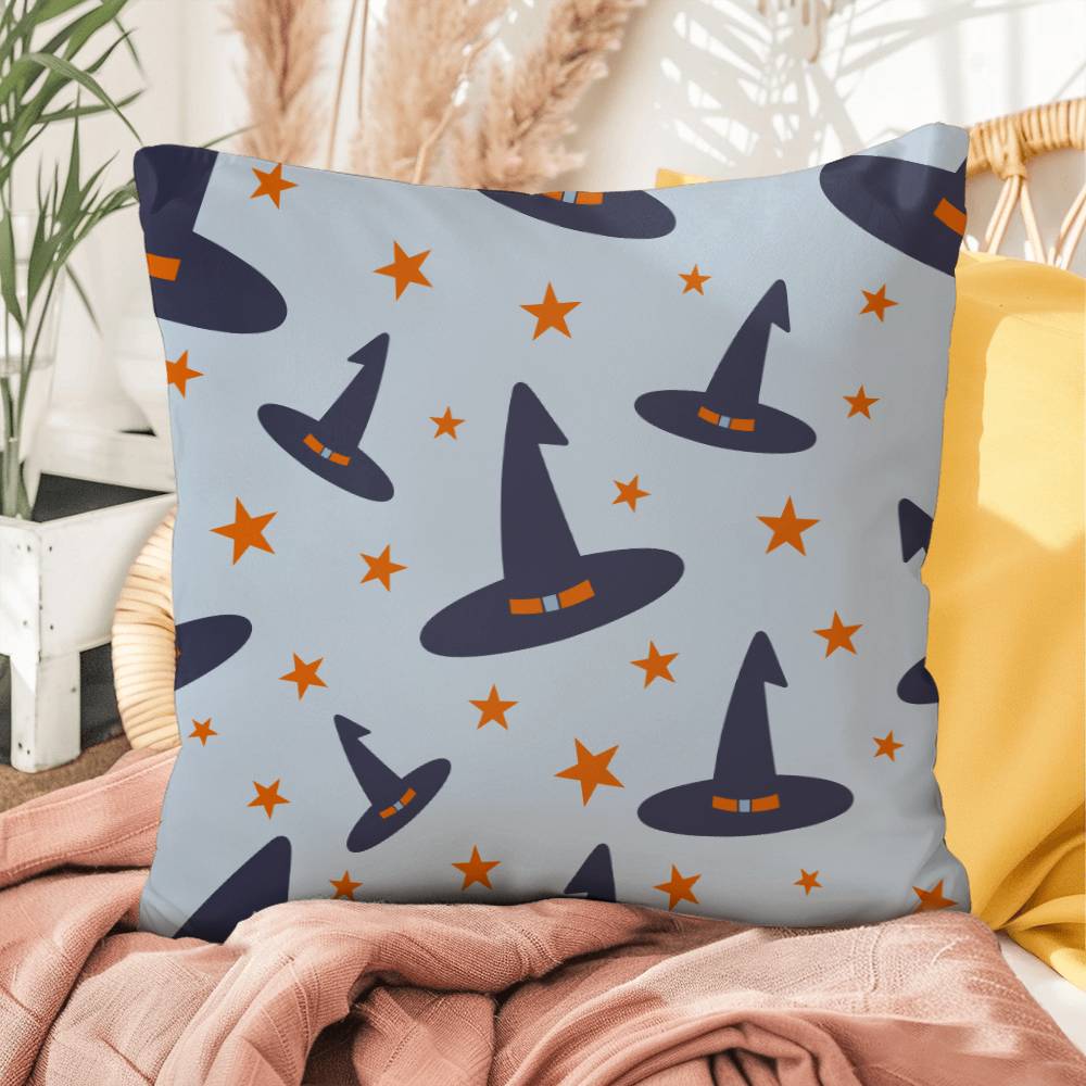 Halloween Hat Blue Pillow