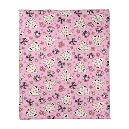 Coral Fleece Halloween Pink Pumpkin Ghost Blanket