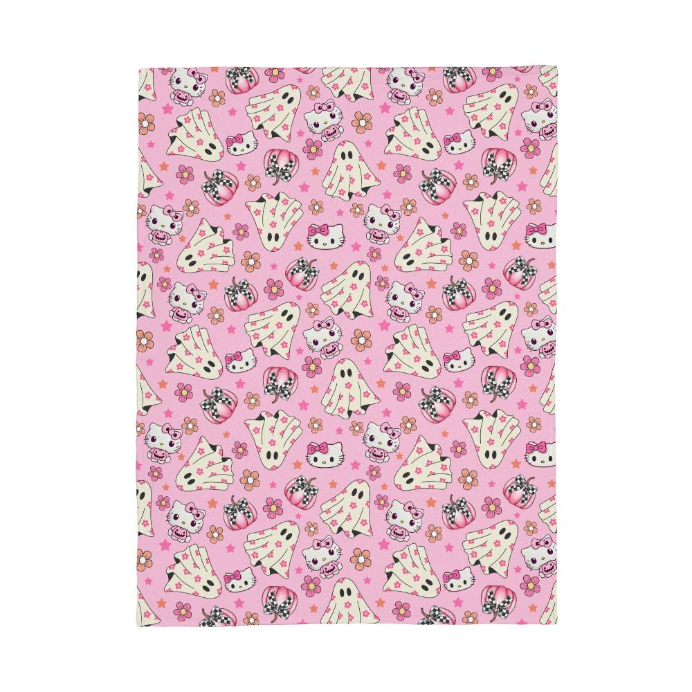 Coral Fleece Hello Kitty Pink Halloween Blanket