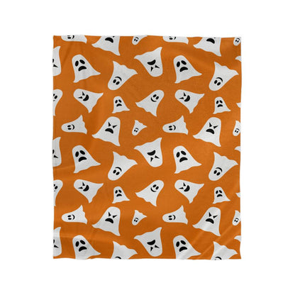 Mink Touch Halloween Orange Ghost Blanket