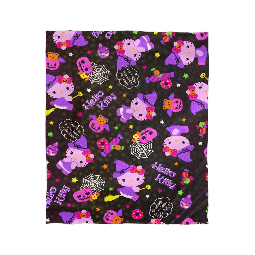 Mink Touch Fleece Hello Kitty Halloween Dark Blanket