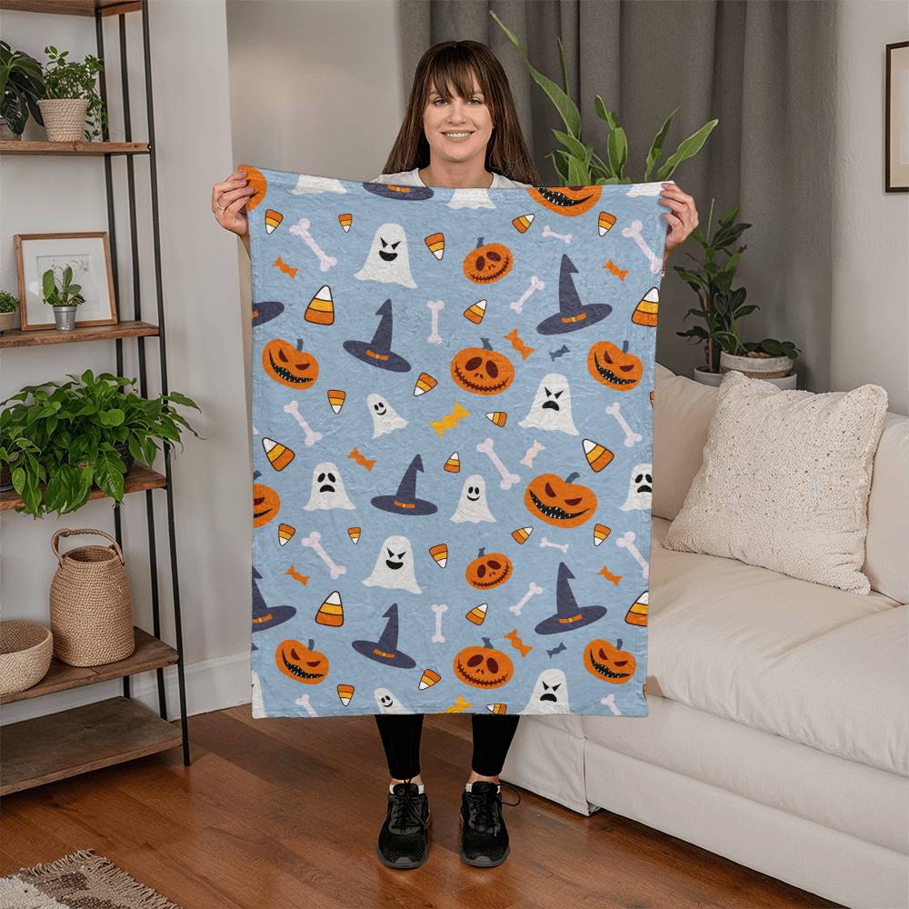 Mink Touch Fleece Blanket Halloween Blue Party