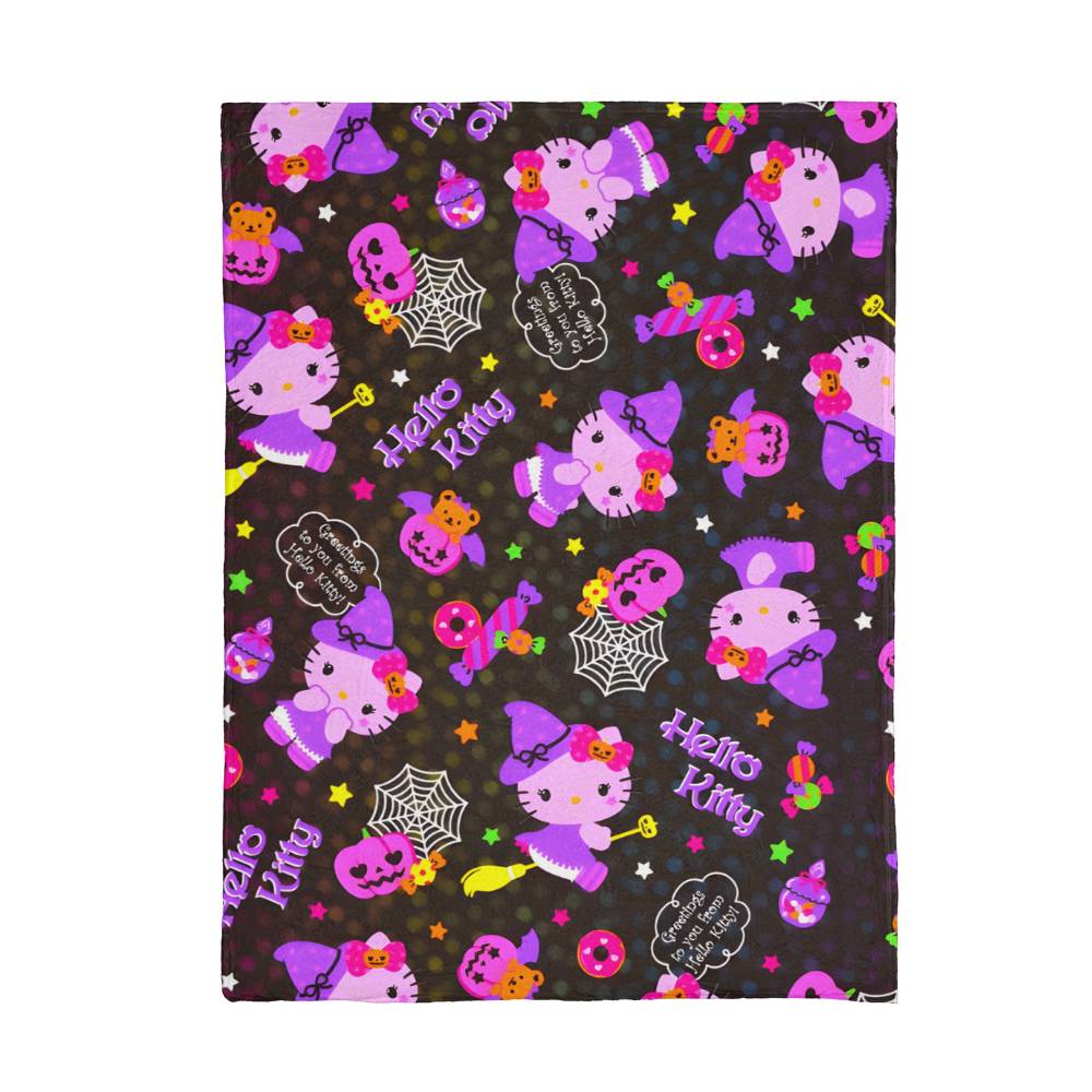 Mink Touch Fleece Hello Kitty Halloween Dark Blanket