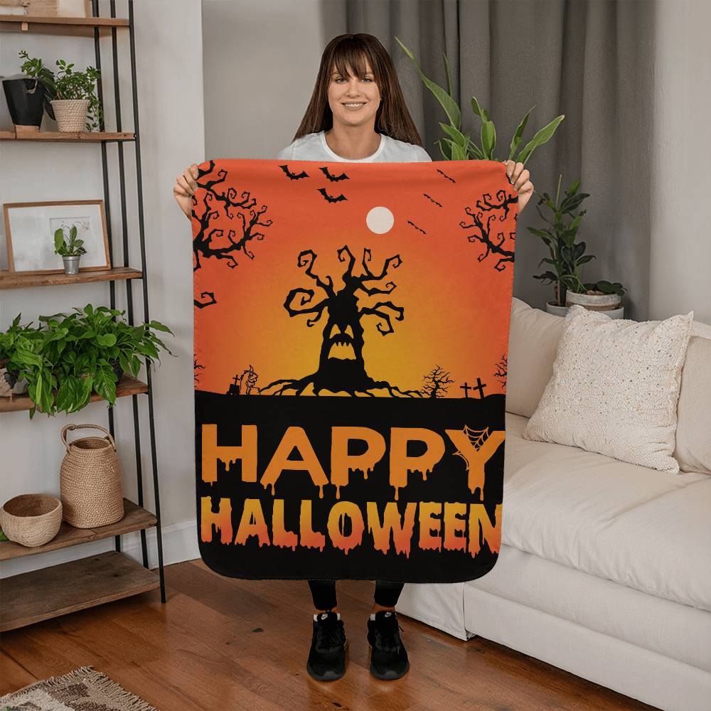 Sherpa Fleece Blanket Happy Halloween