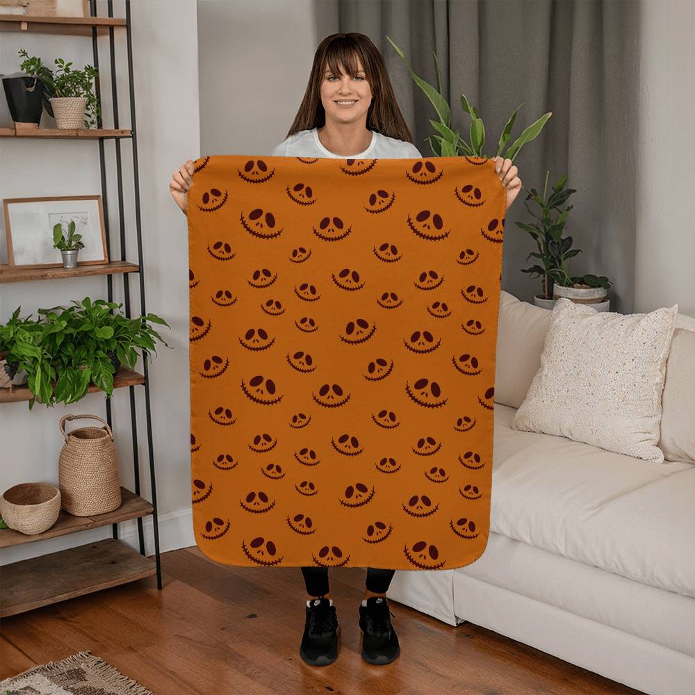 Sherpa Fleece Halloween Face Blanket