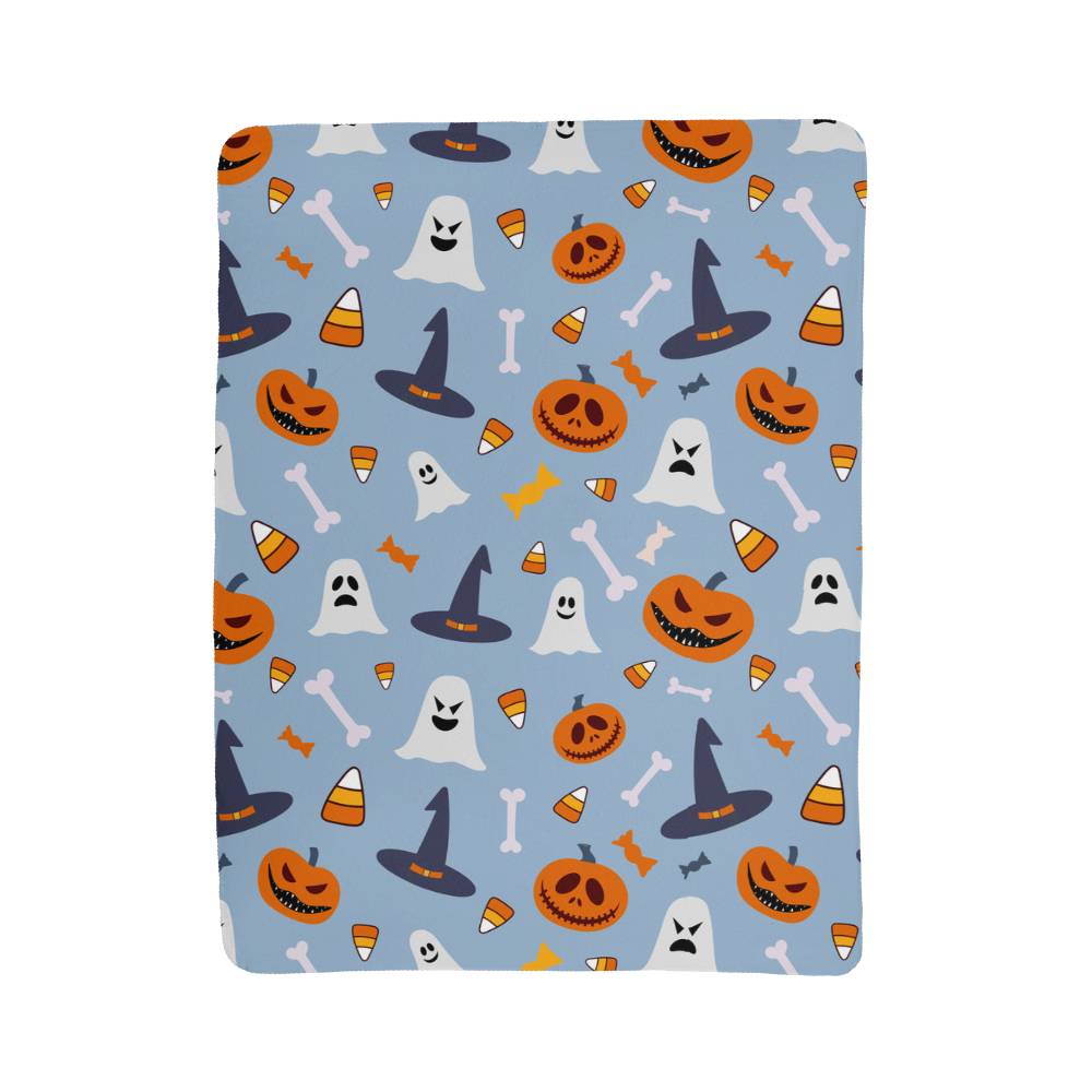 Sherpa Fleece Blanket Halloween Blue Party