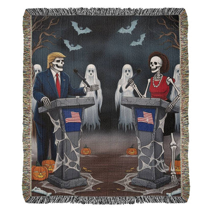 Trump vs  Kamala Debate Halloween Funny Heirloom Woven Blanket